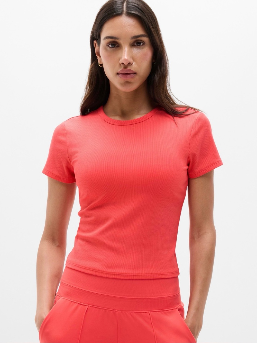 Athleta signature rib crop tee